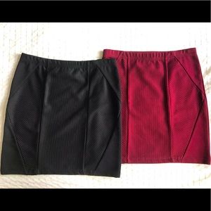 Ribbed mini skirt burgundy and black | can be sold individually